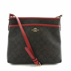 ショルダーバッグ PVC シグネチャー 総柄 ロゴ 茶色 ブラウン 赤 レッド F29210