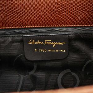 Salvatore Ferragamo トートバッグ ヴァラ リザード型押し レザー 茶 ブラウン 21 2530 GY35