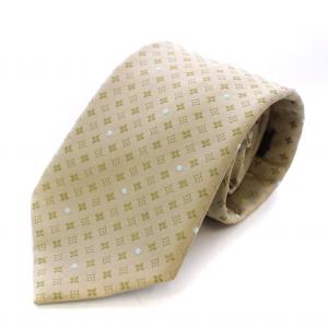 ネクタイ ワイドタイ モノグラム ドット柄 花柄 フラワー 絹 シルク ベージュ