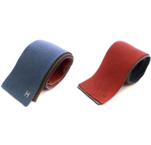 ネクタイ リバーシブル ニット スクエア シルク オレンジ 