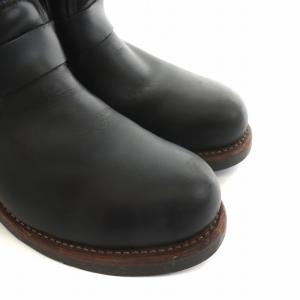 RED WING エンジニアブーツ ショート ラウンドトゥ ベルト 羽タグ レザー ロゴ US7 25cm 黒