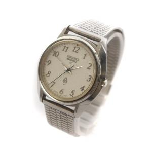 SEIKO ジャンク品 QT 腕時計 ウォッチ クォーツ スノーフレーク 雪白 白文字盤 ロゴ シルバー色 38-7030 社外ベルト