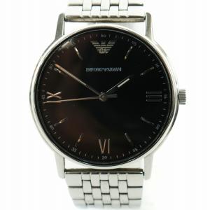 腕時計 ウォッチ クォーツ ラウンド ロゴ カッパ 黒文字盤 シルバー色 黒 ブラック AR-11152 GY18