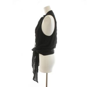 DIESEL ベスト タグ付き デニム シースルー リボン ジップアップ S 黒 ブラック GY18