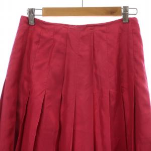 PRADA プリーツスカート サイドジップ 絹 シルク ひざ丈 42 XL ピンク