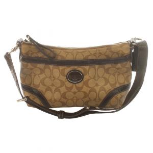 COACH ショルダーバッグ ヘリテージ シグネチャー ロゴ PVC レザー 茶 ブラウン F18924