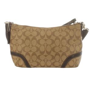 COACH ショルダーバッグ ヘリテージ シグネチャー ロゴ PVC レザー 茶 ブラウン F18924