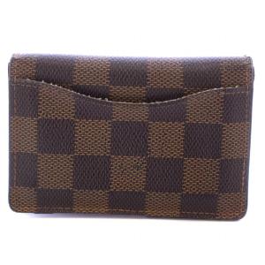 LOUIS VUITTON ダミエ オーガナイザー ドゥ ポッシュ カードケース パスケース 二つ折り ロゴ ダミエキャンバス エベヌ 茶 ブラウン N61721