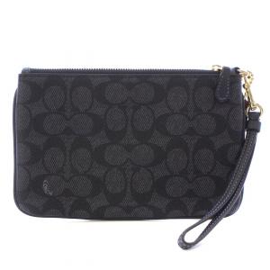 COACH スモール リストレット カラーブロック シグネチャー ポーチ 小物入れ ロゴゴールド金具 PVC 黒 ブラック 32445