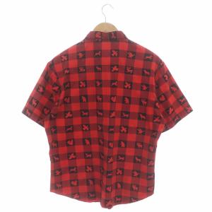 TENDERLOIN ウエスタン シャツ 半袖 フロントボタン チェック柄 アニマル コットン 赤 レッド 黒 ブラック