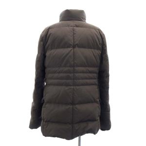 BURBERRY LONDON ダウンコート アウター ミドル丈 裏地ノバチェック ロゴボタン ラビットファー付 42 ダークブラウン