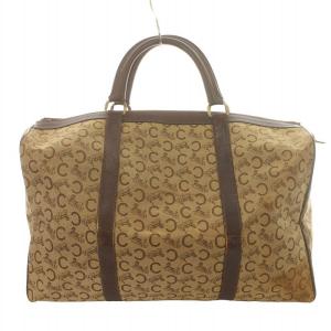 CELINE オールドセリーヌ ヴィンテージ ボストンバッグ ハンドバッグ Cサルキー 馬車 キャンバス レザー 茶 ブラウン