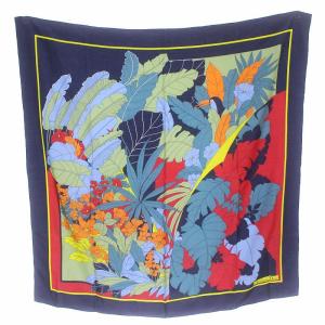 スカーフ ストール 大判 花 鳥 南国 ロゴ マルチカラー