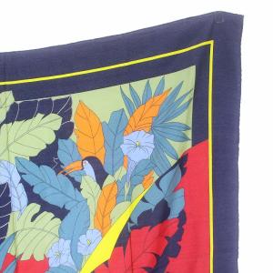 Christian Dior スカーフ ストール 大判 花 鳥 南国 ロゴ マルチカラー