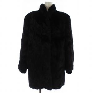 銀サガ ファーコート 毛皮 ダークミンクファー ミドル 大きいサイズ 15 XXL 黒 ブラック