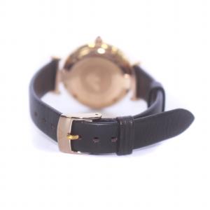 EMPORIO ARMANI 腕時計 クォーツ ローマン アナログ 白文字盤 ロゴ レザーベルト ゴールドカラー 黒 ブラック