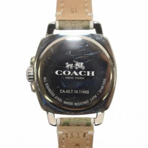 COACH ボーイフレンド BOYFRIEND ミニシグネチャー 腕時計 ウォッチ クォーツ ラインストーン 3針 文字盤シルバー色 カーキ