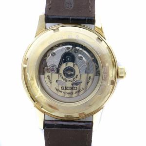 SEIKO 腕時計 アナログ 自動巻き メカニカル デイト 裏スケルトン レザーベルト クロコ型押し 23石