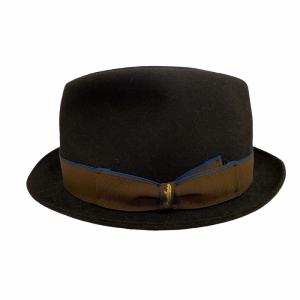 Borsalino 中折れ ハット 帽子 ラビットファー イタリア製 ロゴ リボン 茶 ブラウン