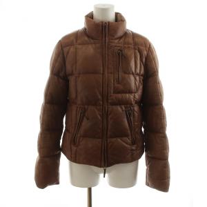 ダウンジャケット レザージャケット 羊革 ラムレザー 9 M 茶 ブラウン GY18