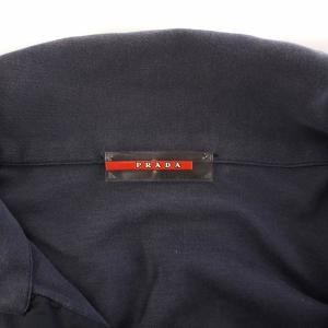 PRADA SPORT ポロシャツ 長袖 ロゴ スナップボタン M 紺 ネイビー GY18
