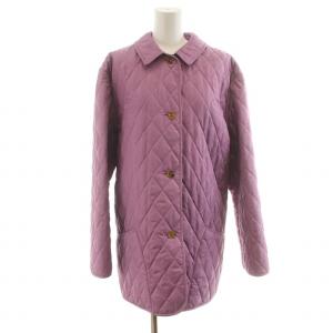 キルティングジャケット コート ミドル 中綿 裏地ノバチェック イギリス製 S REG 紫 パープル GY18