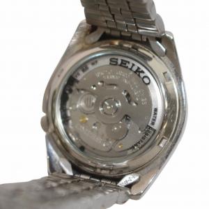 SEIKO 5 ファイブ 腕時計 ウォッチ 自動巻き デイデイト 21石 SS 3針 文字盤黒 ブラック シルバー色 7S26-01V0