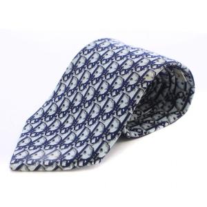 MONSIEUR ムッシュ ヴィンテージ ネクタイ レギュラータイ トロッター柄 ロゴ 総柄 絹 シルク 青 ブルー