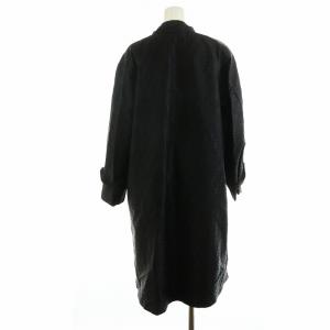 FENDI ヴィンテージ ステンカラーコート ロング 長袖 ズッカ柄 ロゴボタン 肩パッド入り 38 M 黒 ブラック GY18