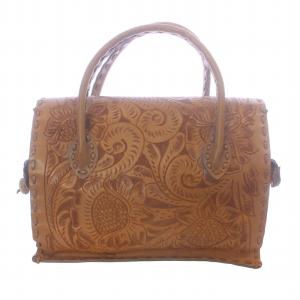 CARVING TRIBES Maestra マエストラ カービングバッグ ハンド トートバッグ レザー 総柄 茶 ブラウン