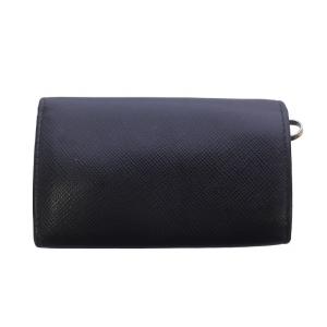PRADA キーケース 三つ折り レザー ロゴ 4連 ゴールド金具 黒 ブラック
