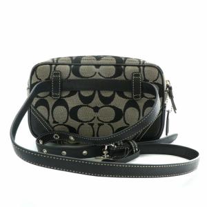 COACH ウエストバッグ ボディバッグ キャンバス レザー シグネチャー ロゴ 総柄 黒 ブラック