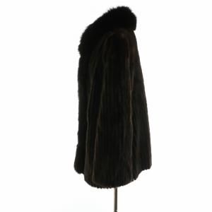 SAGA MINK 銀サガ 毛皮コート ミンクファー 長袖 ミドル 総裏地 M 茶 ブラウン GY18