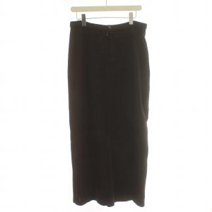 FENDI ヴィンテージ ナロースカート ロング タイト スリット ニット ロゴ ウール混 48 L 茶 ブラウン