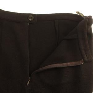 FENDI ヴィンテージ ナロースカート ロング タイト スリット ニット ロゴ ウール混 48 L 茶 ブラウン