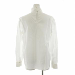 CELINE エディ期 ブラウス シャツ 長袖 ギャザー 無地 コットン 36 M 白 ホワイト GY18