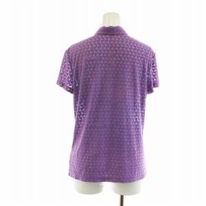 FENDI シャツ ブラウス カットソー 半袖 シアー ステンカラー 総柄 ロゴ 44 L 紫 GY18