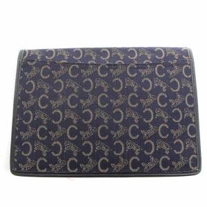 CELINE ヴィンテージ クラッチバッグ セカンドバッグ Cサルキー 総柄 レザー キャンバス 紺 ネイビー GY18