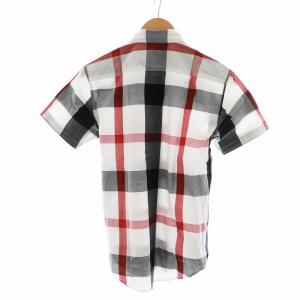 BLACK LABEL CRESTBRIDGE 半袖シャツ ボタンダウン ステンカラー チェック柄 S 赤 レッド 白 ホワイト 黒 ブラック GY18