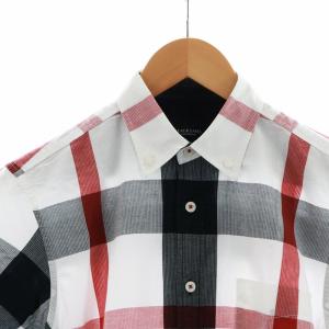 BLACK LABEL CRESTBRIDGE 半袖シャツ ボタンダウン ステンカラー チェック柄 S 赤 レッド 白 ホワイト 黒 ブラック GY18