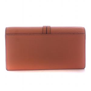 Chloe ALPHABET フラップ付き ウォレット 二つ折り 長財布 ゴールド金具 チャーム欠品 レザー オレンジ