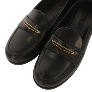 LOUIS VUITTON コインローファー シューズ レザー ゴールド金具 36.5 ブラック