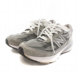 New Balance M990GL6 990V6 スニーカー ロゴ スエード ナイロン US8 グレー
