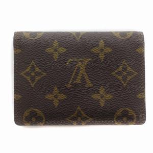 LOUIS VUITTON ポルト2カルト ヴェルティカル パスケース 定期入れ 二つ折り モノグラム キャンバス 茶 ブラウン M60533