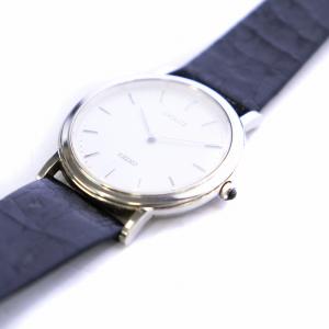 SEIKO DOLCE ドルチェ 腕時計 クォーツ ラウンド 白文字盤 シルバーカラー 黒 ブラック 5E31-6D30