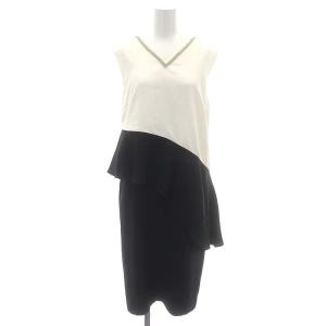Grace Class バイカラー ペプラム ドレス ワンピース ノースリーブ ひざ丈 36 S 黒 ブラック GY11