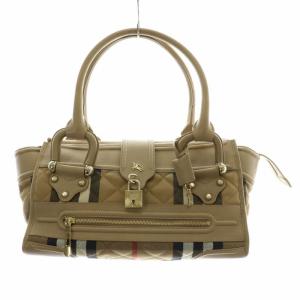 PRORSUM ボストンバッグ 牛革 ジャガード ノバチェック キルティング ロゴ 南京錠 ベージュ