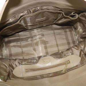 BURBERRY PRORSUM ボストンバッグ 牛革 ジャガード ノバチェック キルティング ロゴ 南京錠 ベージュ