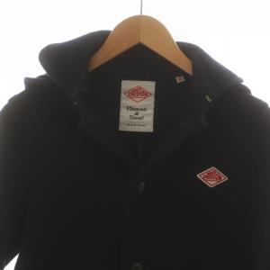 DANTON ウールモッサコート 長袖 フード付き シングル 総裏地 ロゴ ワッペン 34 S 紺 ネイビー GY01