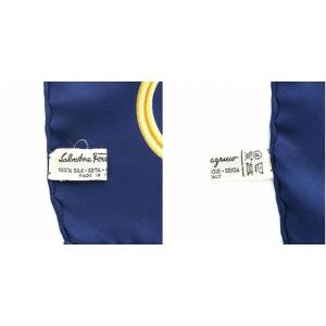 Salvatore Ferragamo スカーフ シルク 孔雀 植物 鳥 木の実 ロゴ 総柄 マルチカラー